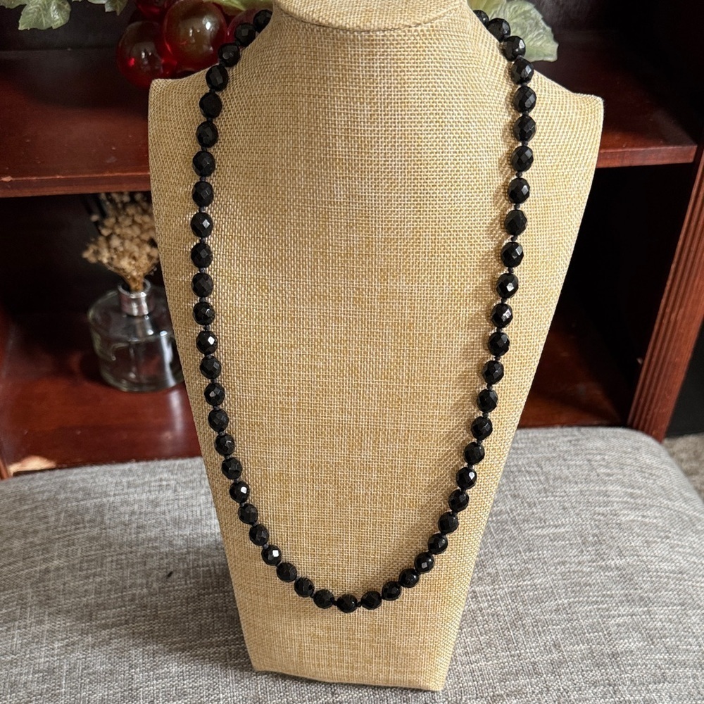 Vintage Black Faceted Hematite Necklace